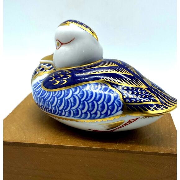 Imari Duck paper Wt ROYAL CROWN DERBY England bone china 22K gold silver stopper - Picture 4 of 10
